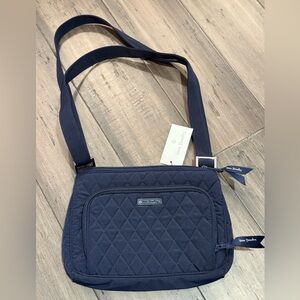 Vera Bradley Cotton Little Hipster Crossbody Purse with RFID Protection Navy